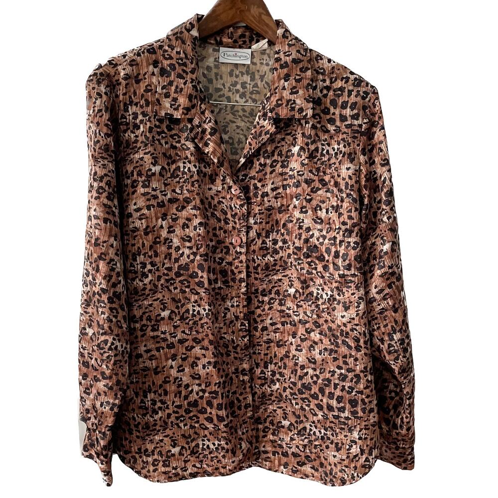 Vintage Leopard Print Lightweight Button Down Blo… - image 8